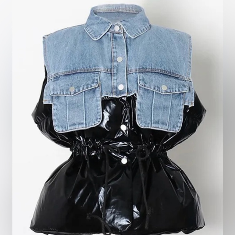 Denim Quilted Puffer Vest